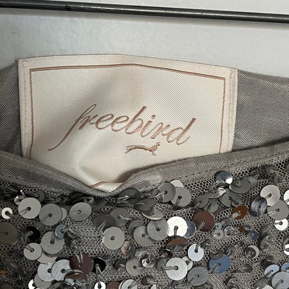 Freebird (Icelandic Designer) I Hand Embroidered Silver Sequined Mini Skirt - Picture 11 of 13